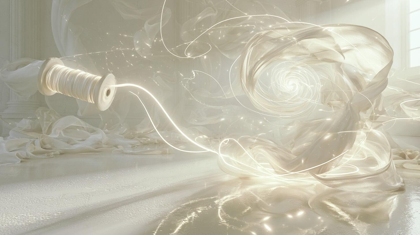 Mgical luminous thread spiraling
